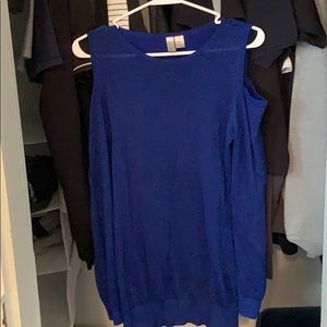 Open shoulder glitter sweater dress